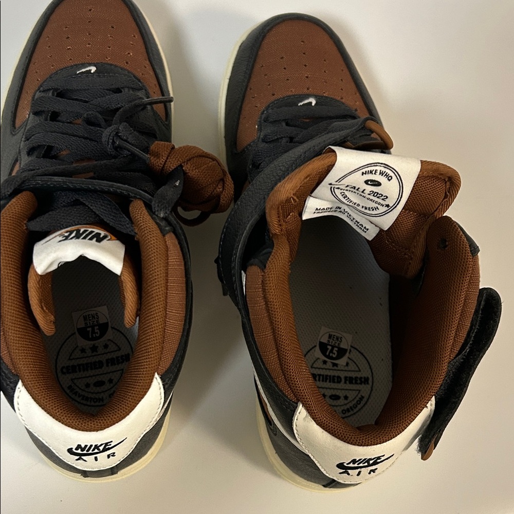 Nike High Top Sneakers in Black, Brown & White